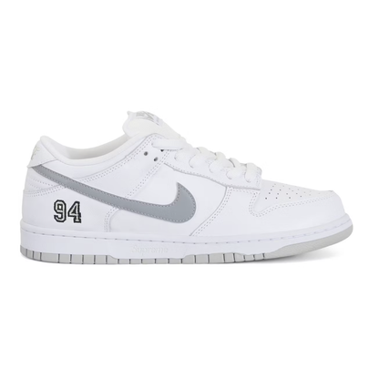 Nike SB Dunk Low Supreme 94 White Metallic Silver